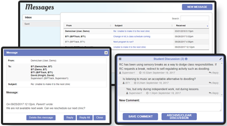 Screenshots of BIPTrack messaging services