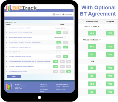 Screenshots of BIPTrack self evaluations